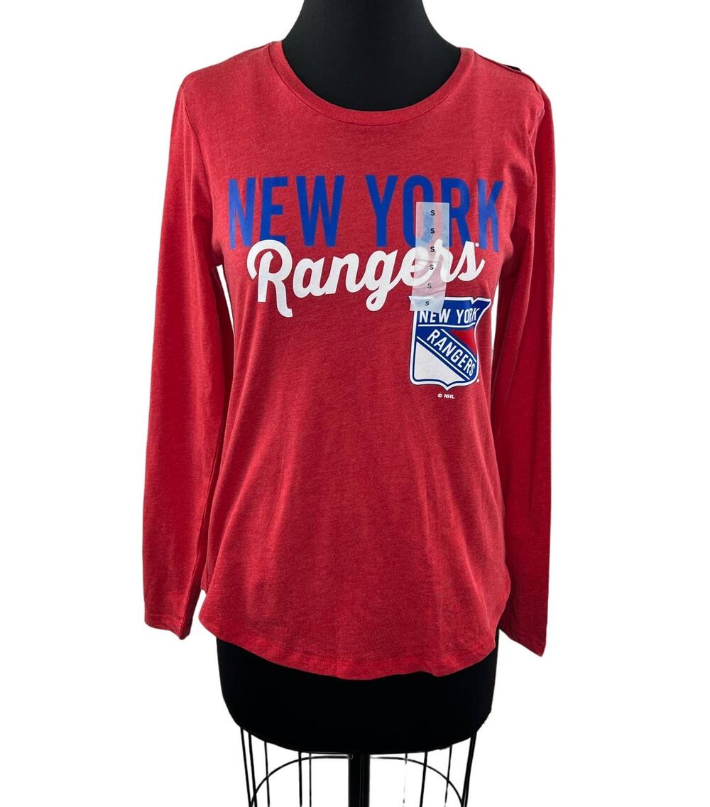 NWT NHL New York Rangers Red Graphic Print Long Sleeve Round Neck Top Size S